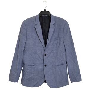 H&M Skinny Fit Single Breasted Sports Coat Blazer Blue Melange Size 44R